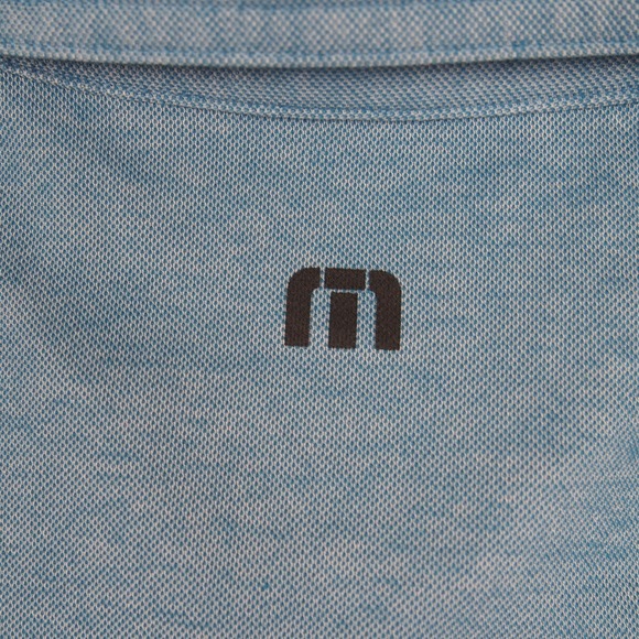 Travis Mathew Polo Shirt Men's Sz Medium Light Blue Striped Pima Cotton Golf EUC - Picture 9 of 11